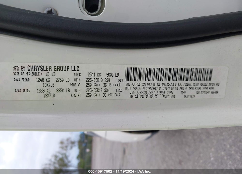 2014 DODGE JOURNEY LIMITED VIN: 3C4PDDDG4ET181969