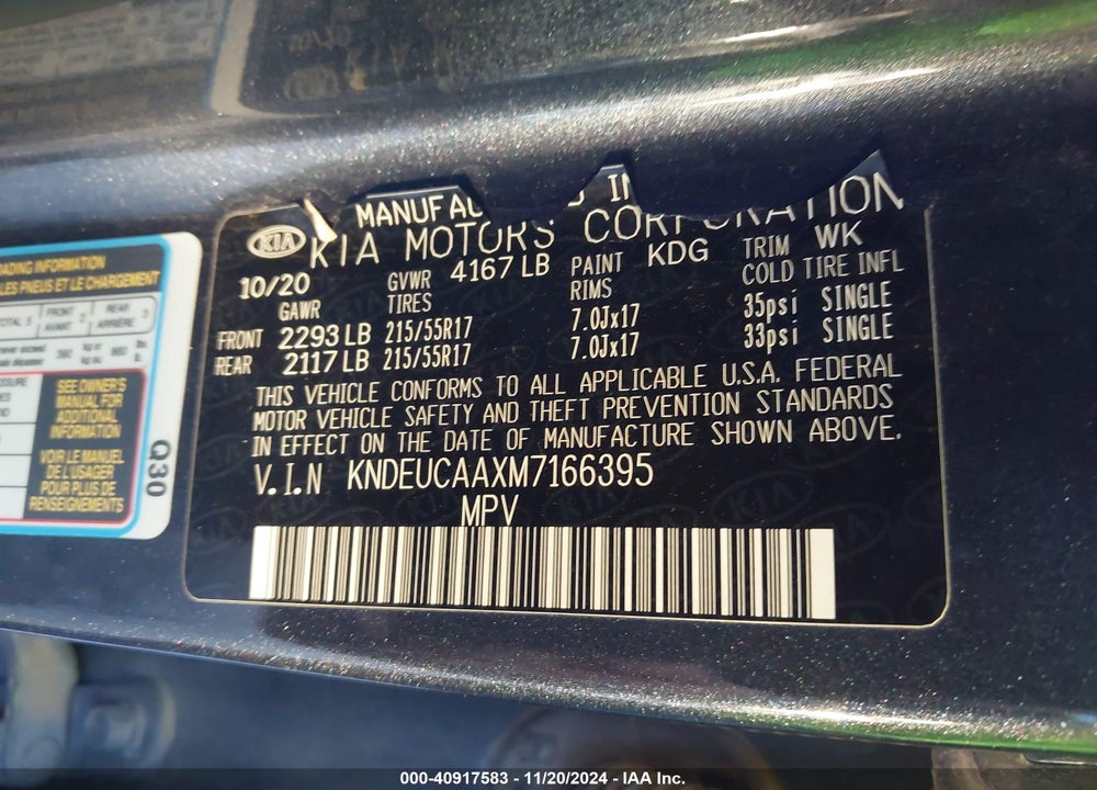 2021 KIA SELTOS S VIN: KNDEUCAAXM7166395