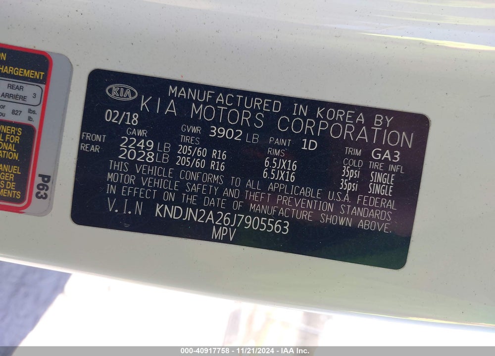 2018 KIA SOUL VIN: KNDJN2A26J7905563