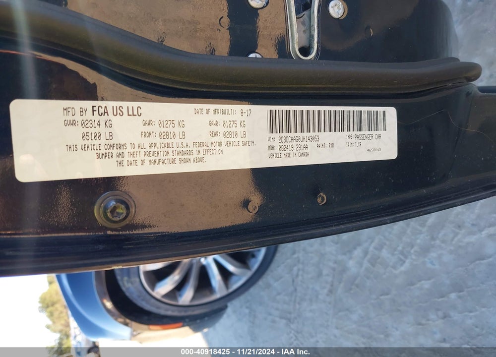 2018 CHRYSLER 300 TOURING L VIN: 2C3CCAAG0JH143053
