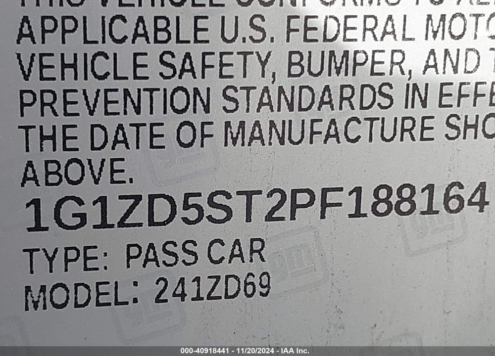 2023 CHEVROLET MALIBU FWD 1LT VIN: 1G1ZD5ST2PF188164