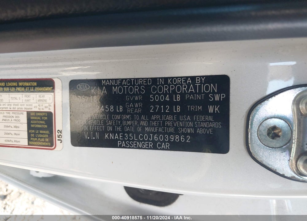 2018 KIA STINGER GT VIN: KNAE35LC0J6039862
