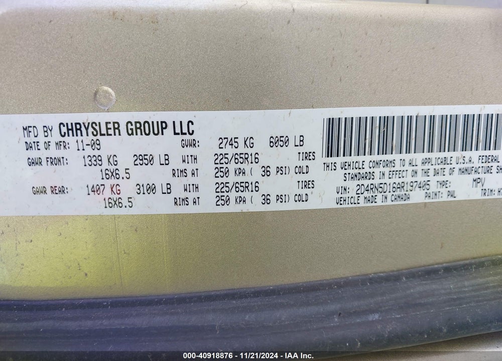 2010 DODGE GRAND CARAVAN SXT VIN: 2D4RN5D16AR197405