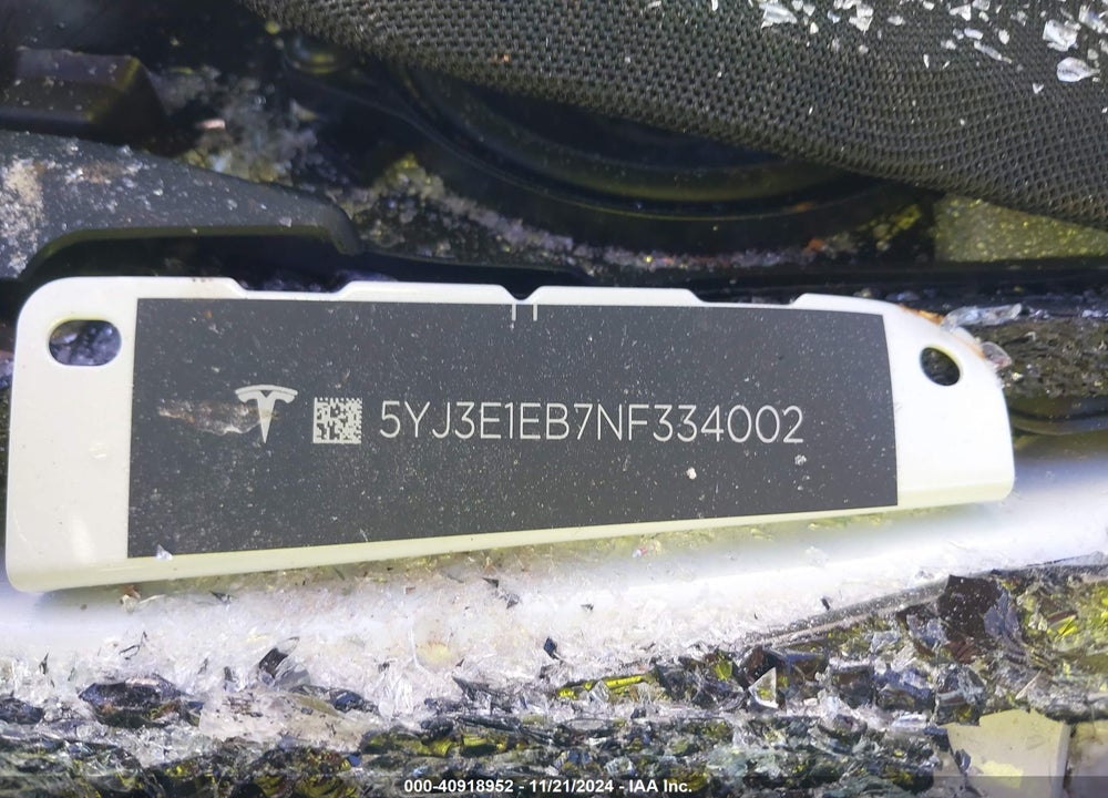 2022 TESLA MODEL 3 VIN: 5YJ3E1EB7NF334002