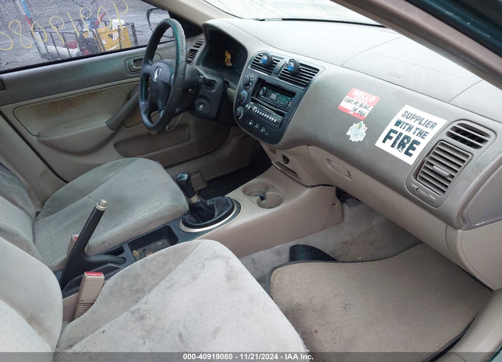 2001 HONDA CIVIC DX VIN: 2HGES15231H504329