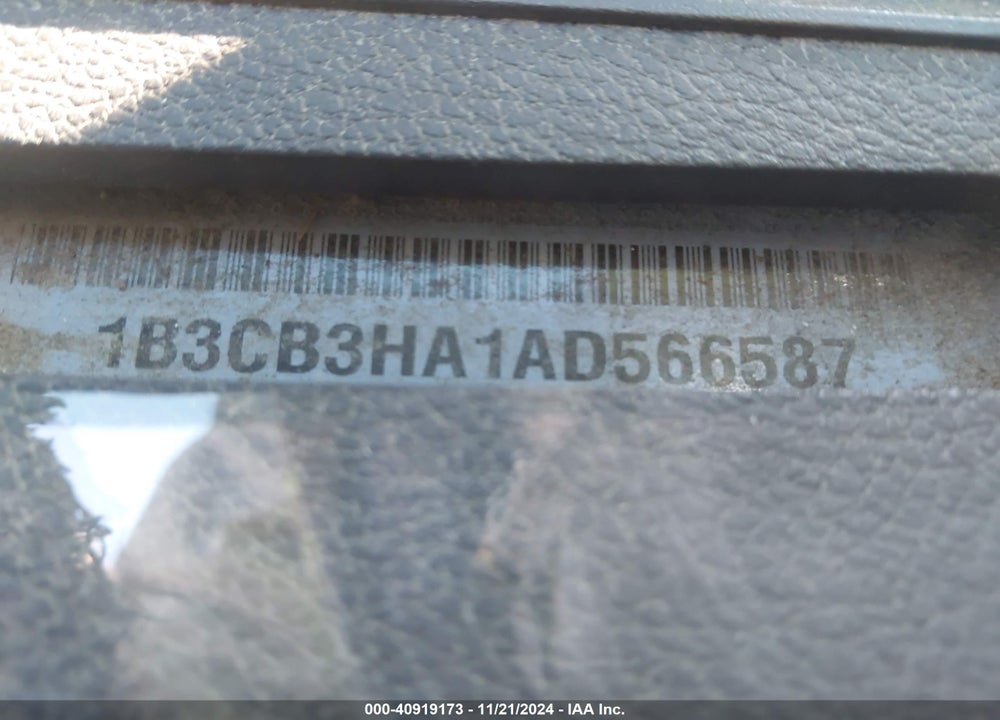 2010 DODGE CALIBER MAINSTREET VIN: 1B3CB3HA1AD566587