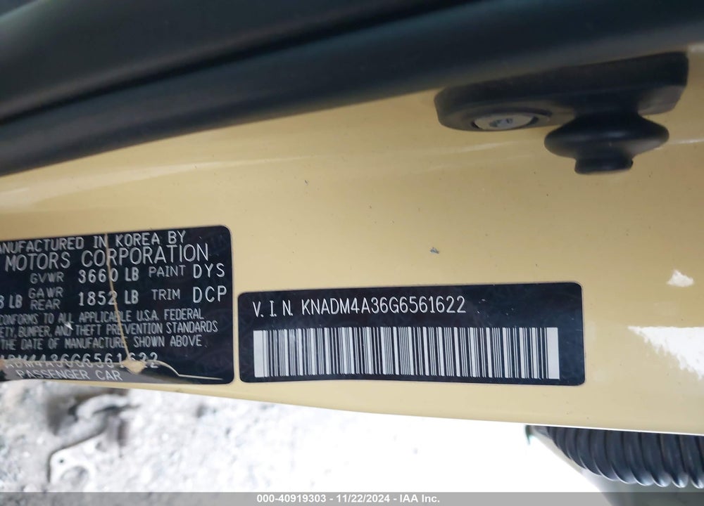 2016 KIA RIO LX VIN: KNADM4A36G6561622