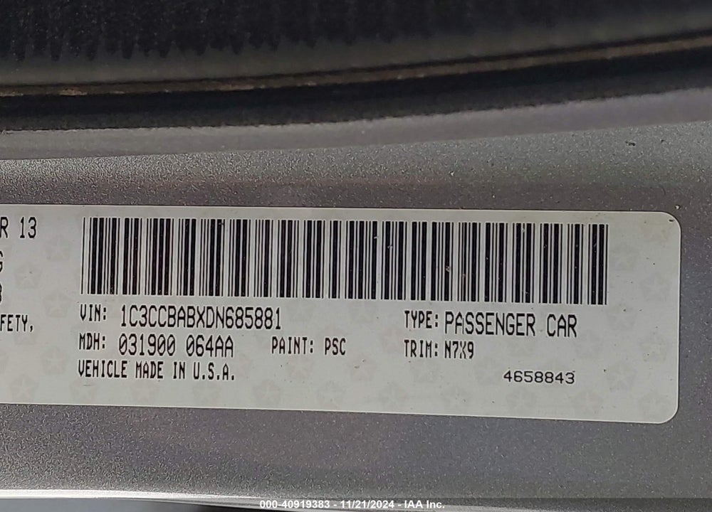 2013 CHRYSLER 200 VIN: 1C3CCBABXDN685881