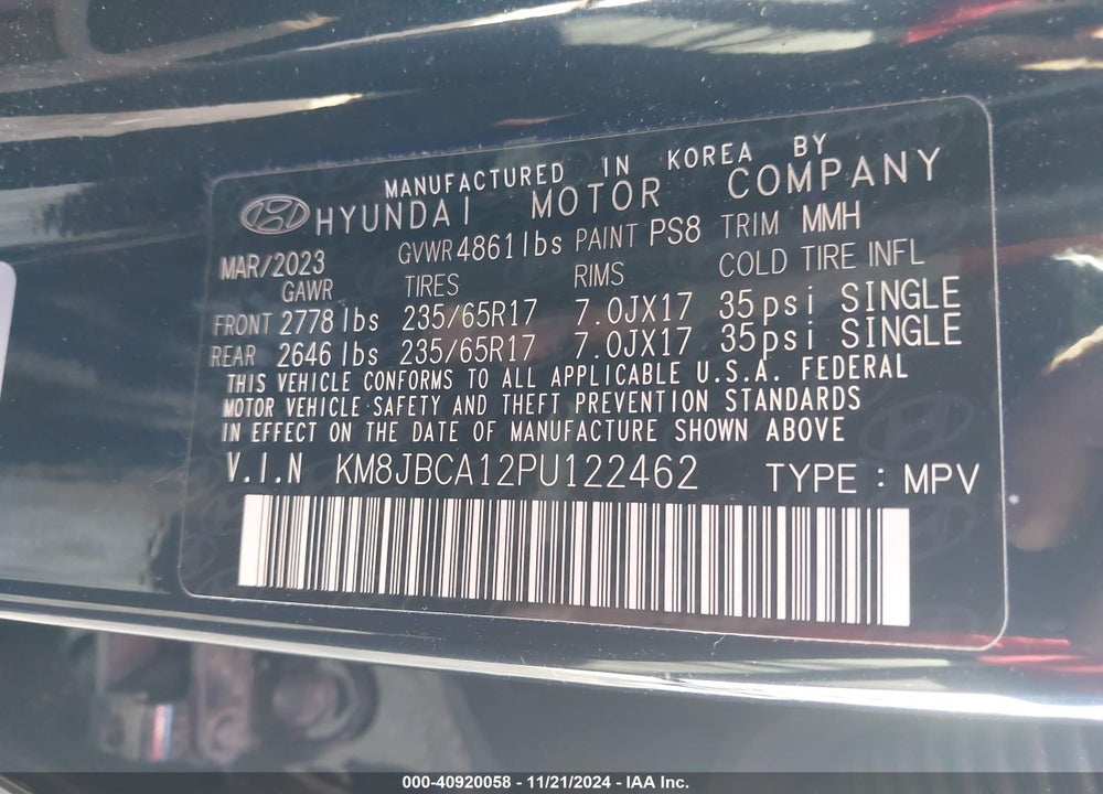 2023 HYUNDAI TUCSON HYBRID BLUE VIN: KM8JBCA12PU122462