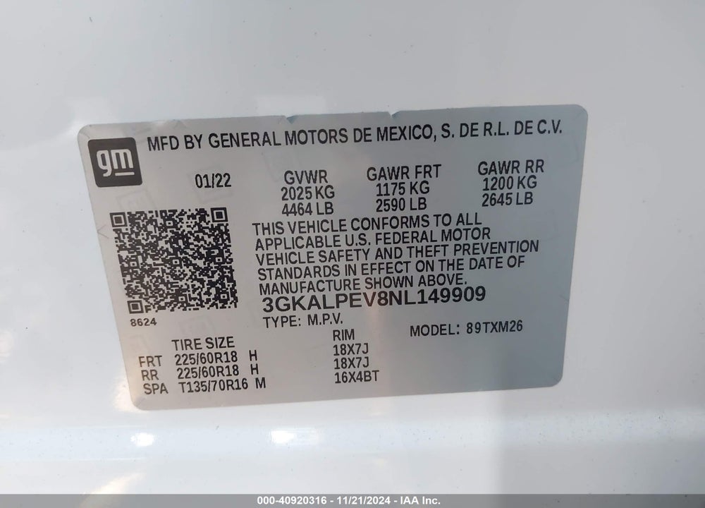 2022 GMC TERRAIN FWD SLT VIN: 3GKALPEV8NL149909