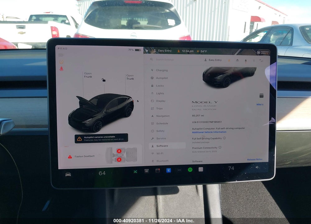 2021 TESLA MODEL Y LONG RANGE DUAL MOTOR ALL-WHEEL DRIVE VIN: 5YJYGDEE7MF185651