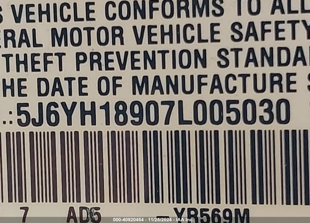 2007 HONDA ELEMENT SC VIN: 5J6YH18907L005030