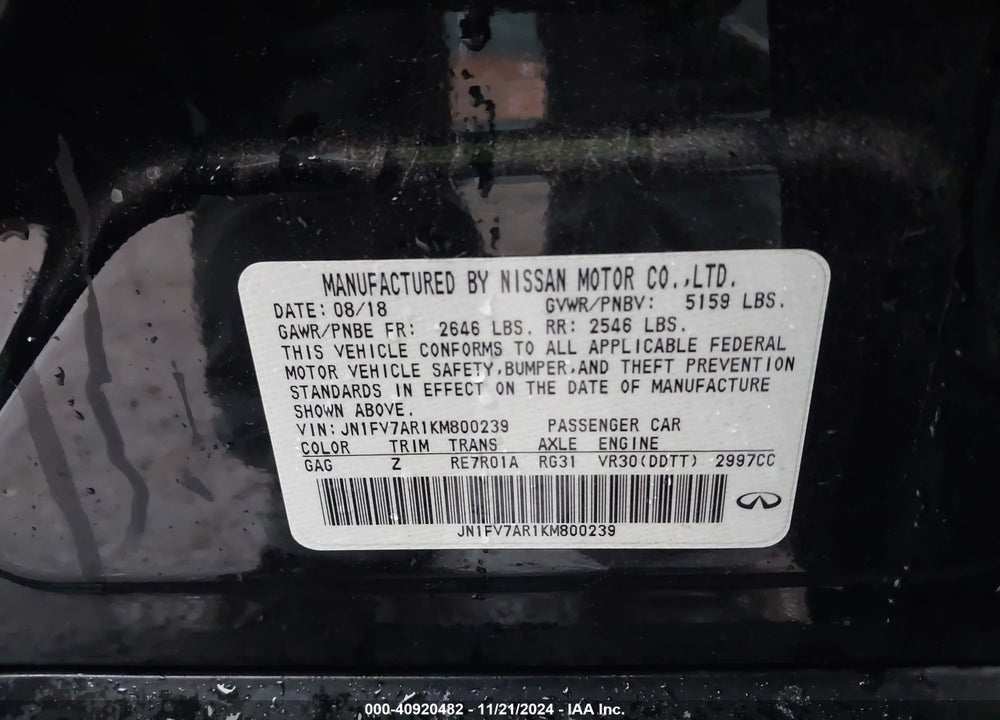 2019 INFINITI Q50 VIN: JN1FV7AR1KM800239