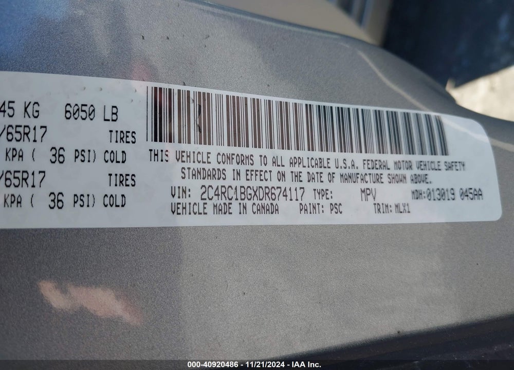 2013 CHRYSLER TOWN & COUNTRY TOURING VIN: 2C4RC1BGXDR674117