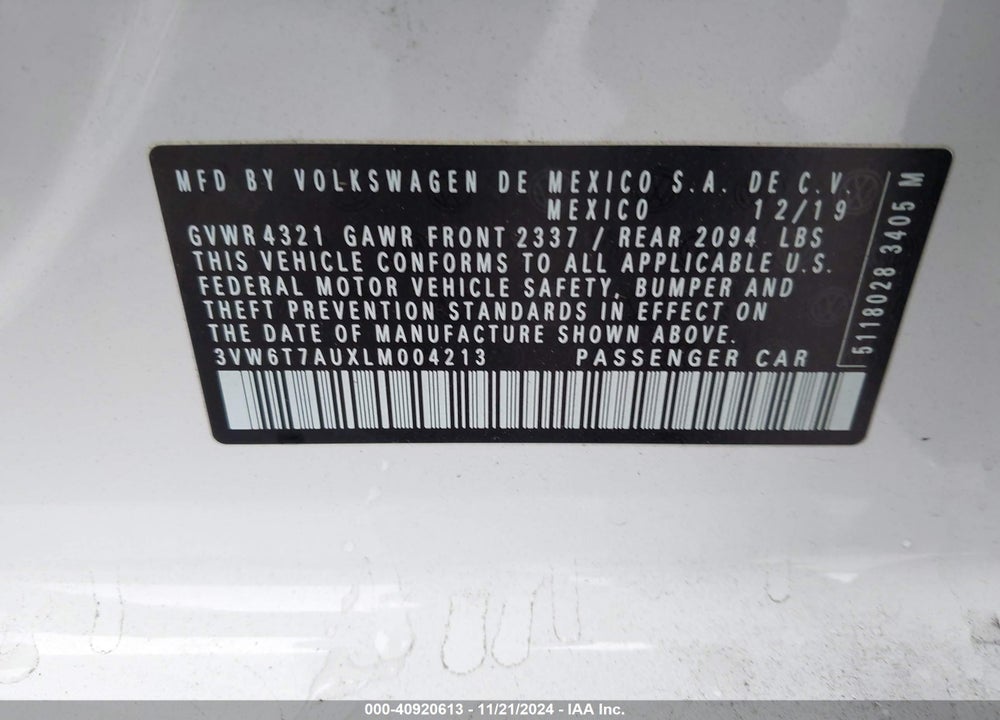 2020 VOLKSWAGEN GTI VIN: 3VW6T7AUXLM004213