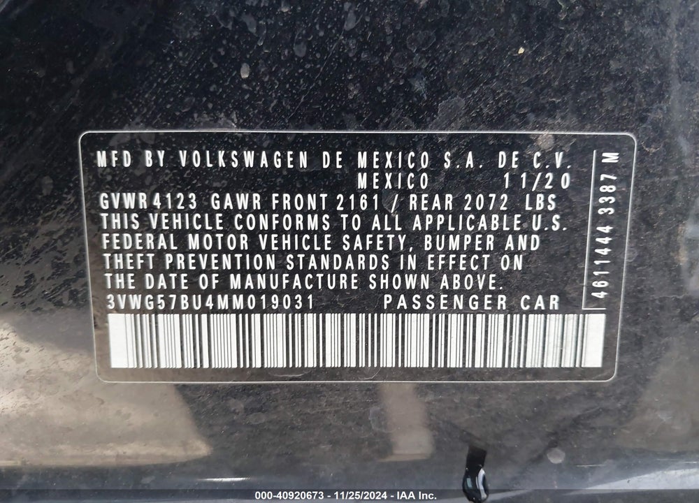 2021 VOLKSWAGEN JETTA 1.4T SEL PREMIUM VIN: 3VWG57BU4MM019031