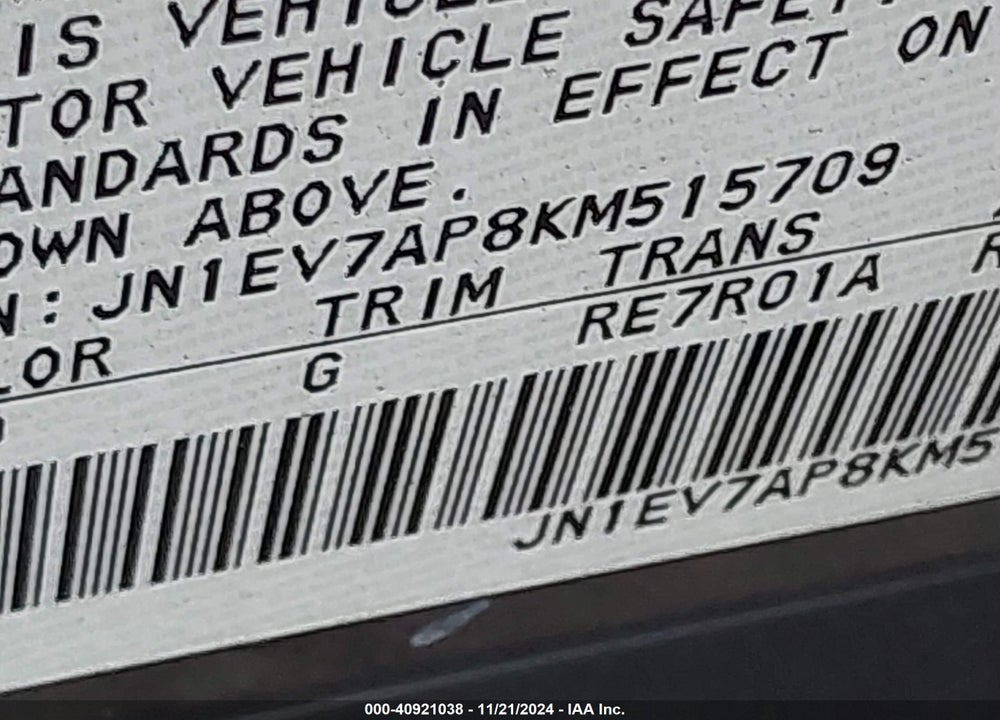 2019 INFINITI Q50 VIN: JN1EV7AP8KM515709