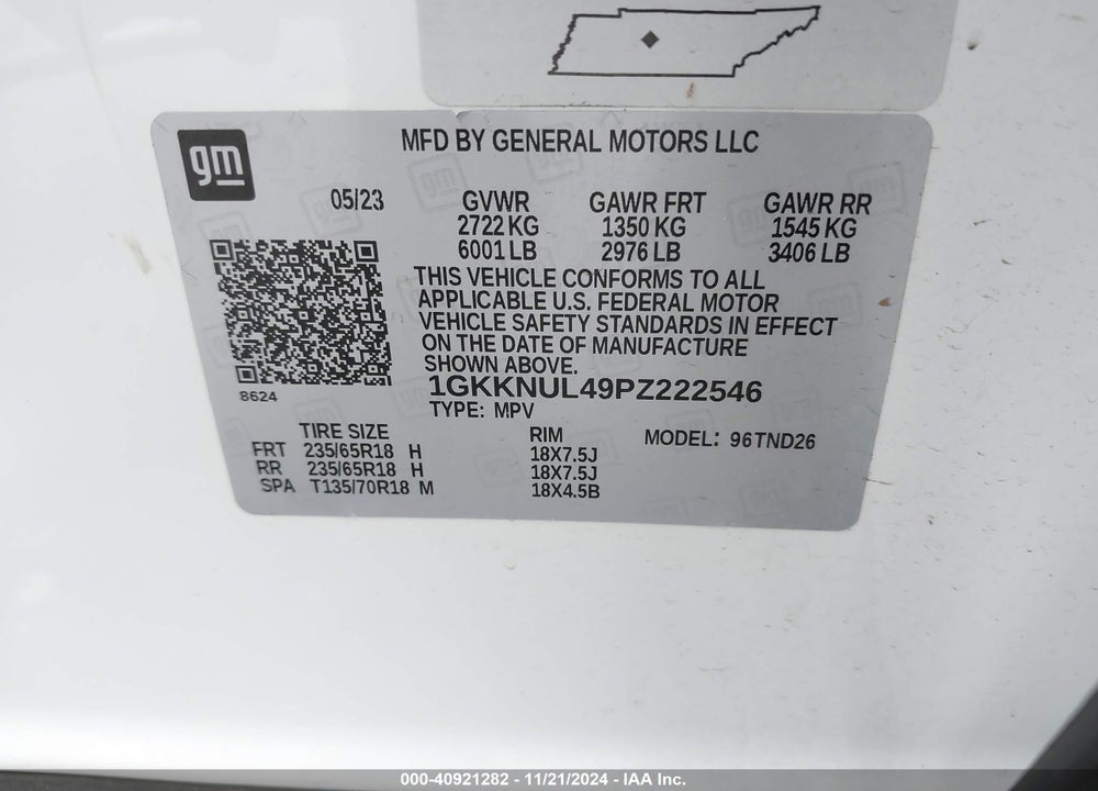 2023 GMC ACADIA AWD SLT VIN: 1GKKNUL49PZ222546