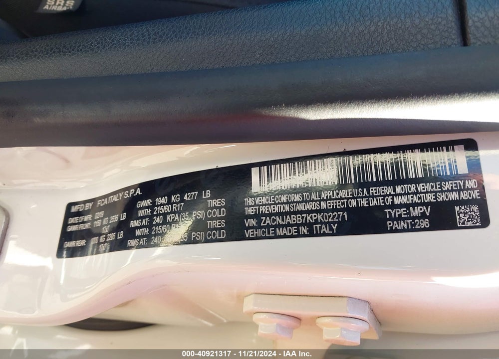 2019 JEEP RENEGADE LATITUDE FWD VIN: ZACNJABB7KPK02271