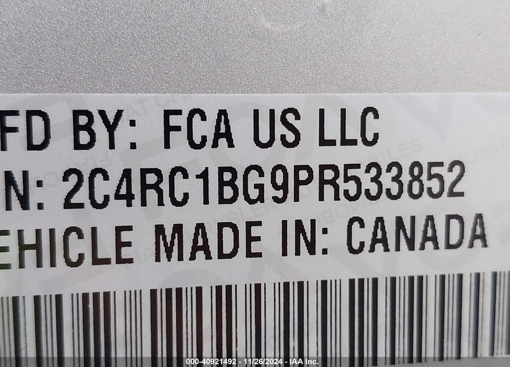2023 CHRYSLER PACIFICA TOURING L VIN: 2C4RC1BG9PR533852