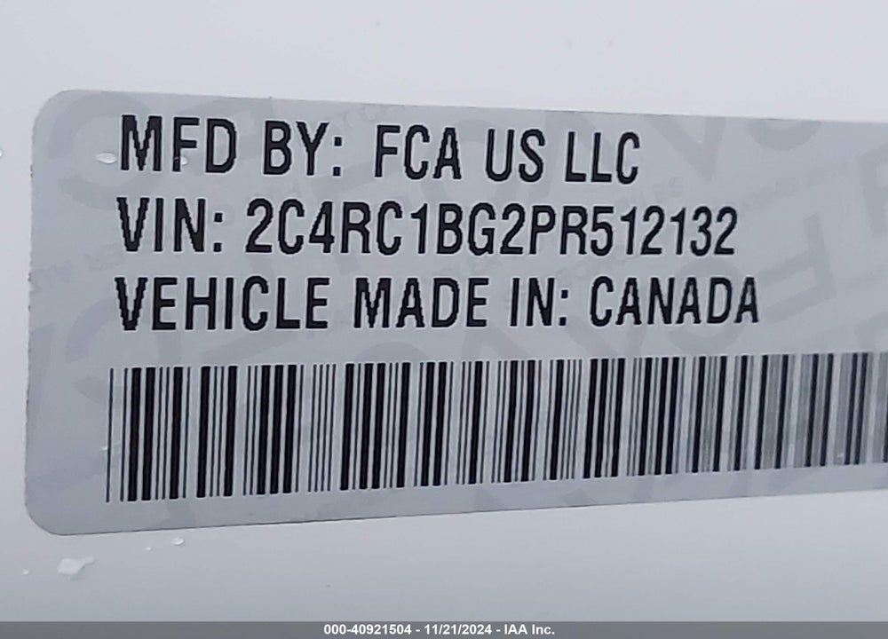 2023 CHRYSLER PACIFICA TOURING L VIN: 2C4RC1BG2PR512132