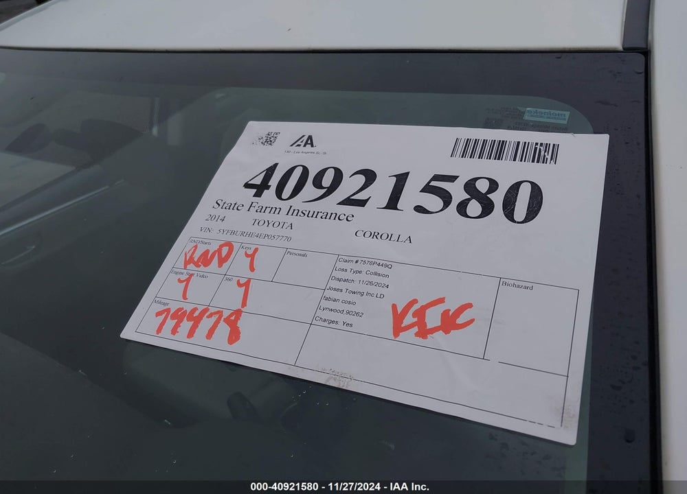 2014 TOYOTA COROLLA LE PLUS VIN: 5YFBURHE4EP057770