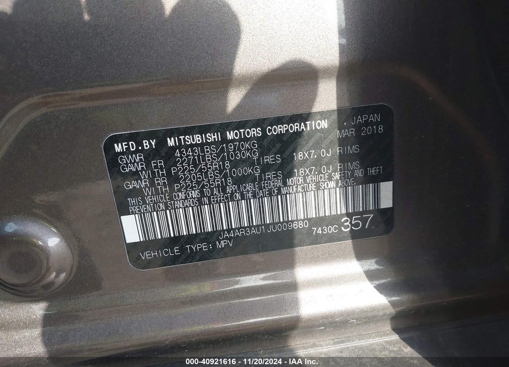 2018 MITSUBISHI OUTLANDER SPORT 2.0 LE VIN: JA4AR3AU1JU009680