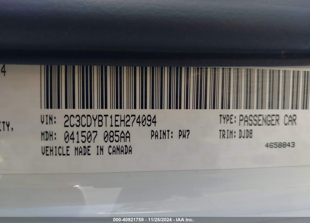 2014 DODGE CHALLENGER R/T 100TH ANNIVERSARY APPEARANCE GROUP VIN: 2C3CDYBT1EH274094