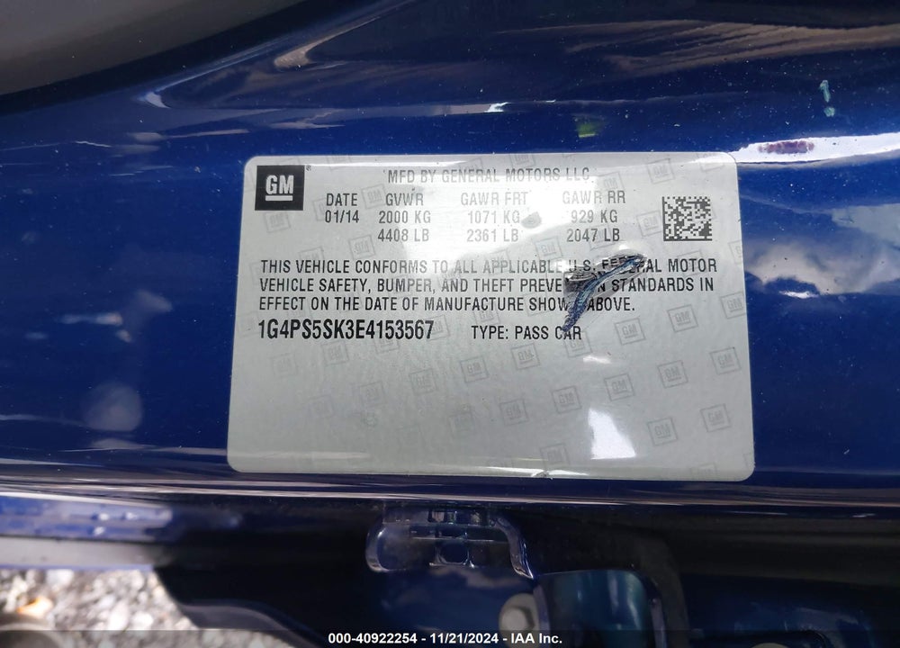 2014 BUICK VERANO LEATHER GROUP VIN: 1G4PS5SK3E4153567