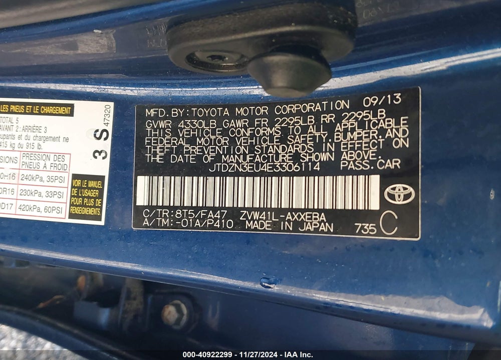 2014 TOYOTA PRIUS V VIN: JTDZN3EU4E3306114