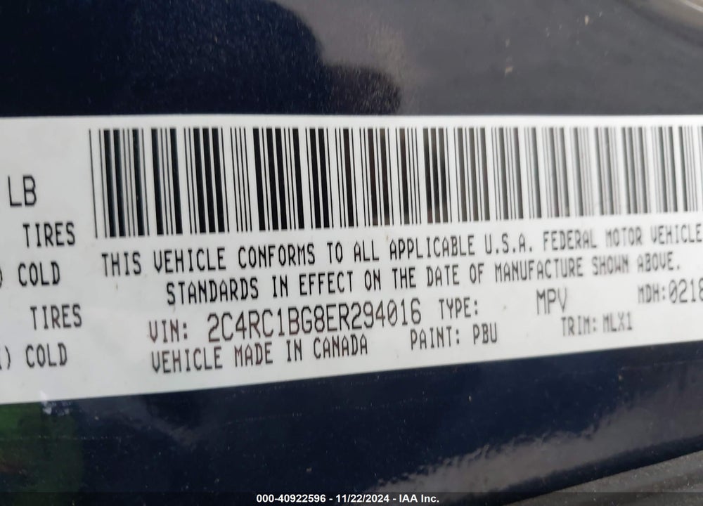 2014 CHRYSLER TOWN & COUNTRY TOURING VIN: 2C4RC1BG8ER294016