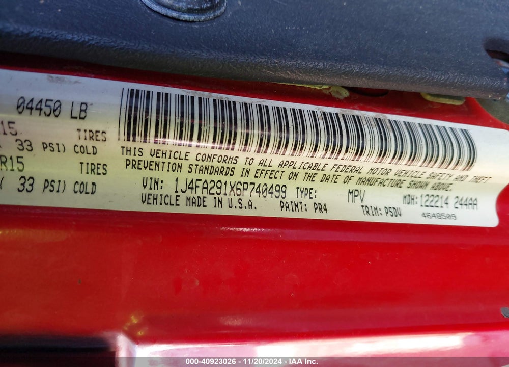2006 JEEP WRANGLER SE VIN: 1J4FA291X6P740499