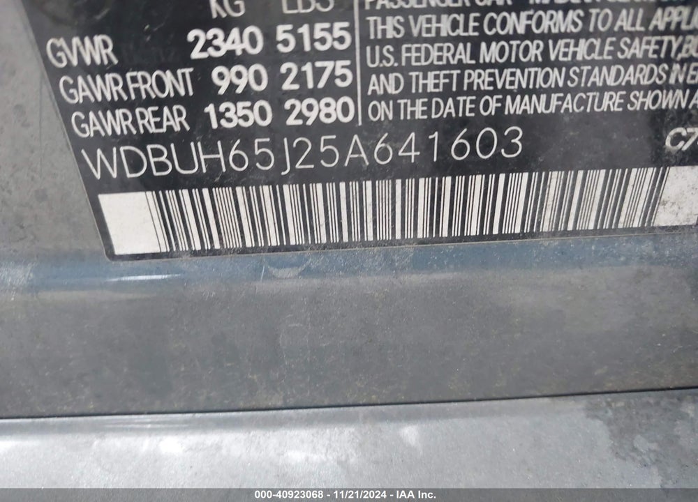 2005 MERCEDES-BENZ E 320 VIN: WDBUH65J25A641603