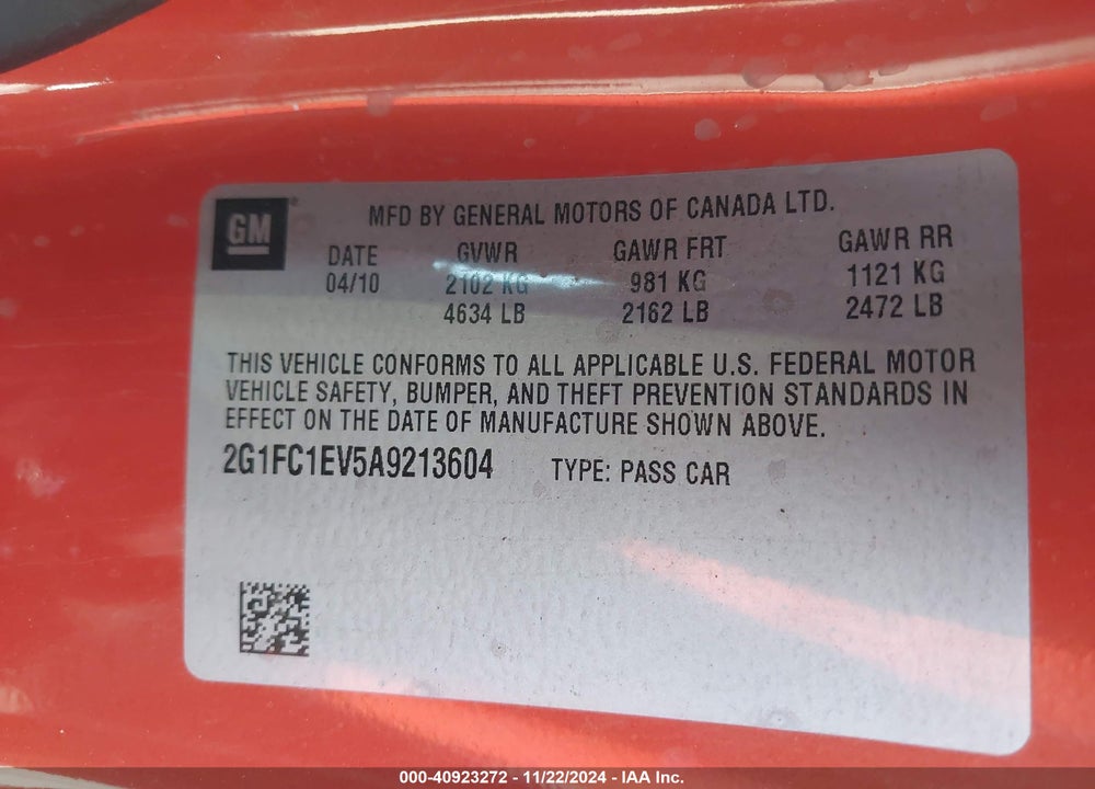 2010 CHEVROLET CAMARO 2LT VIN: 2G1FC1EV5A9213604