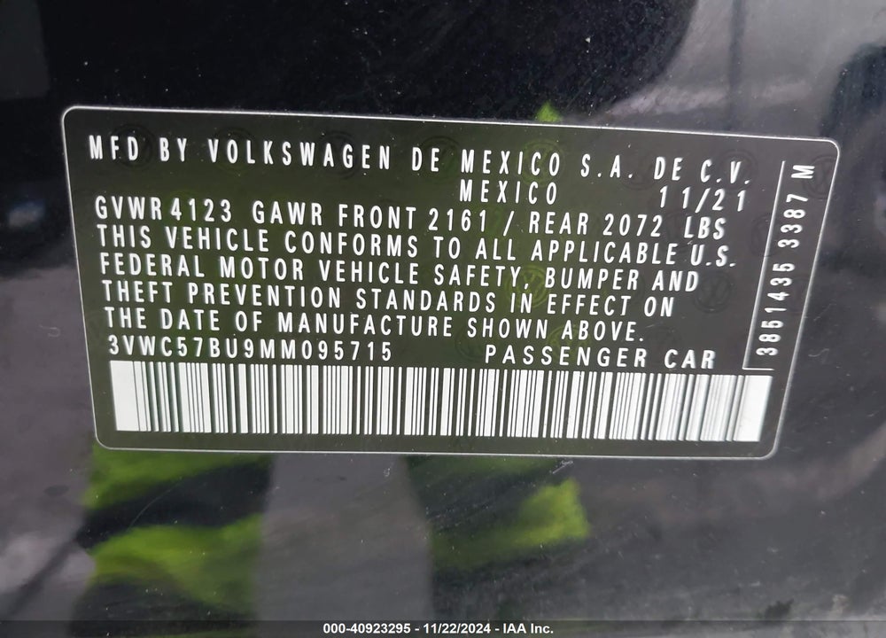 2021 VOLKSWAGEN JETTA 1.4T R-LINE/1.4T S/1.4T SE VIN: 3VWC57BU9MM095715