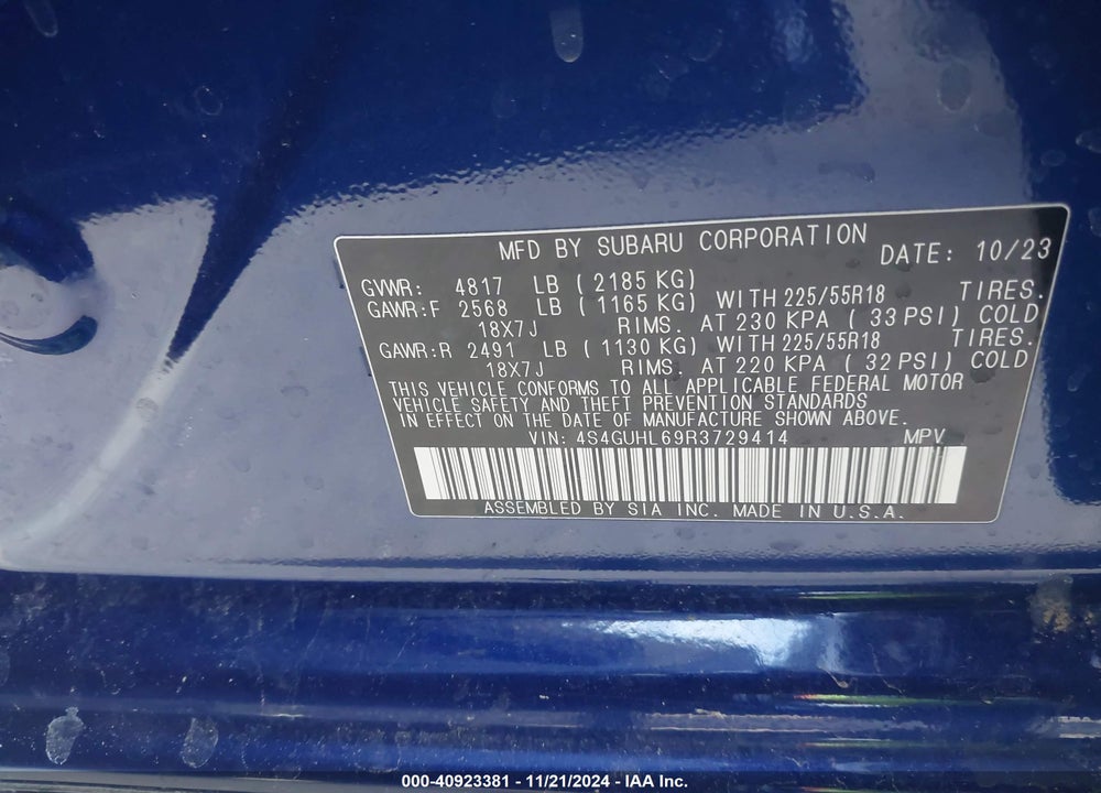 2024 SUBARU CROSSTREK LIMITED VIN: 4S4GUHL69R3729414