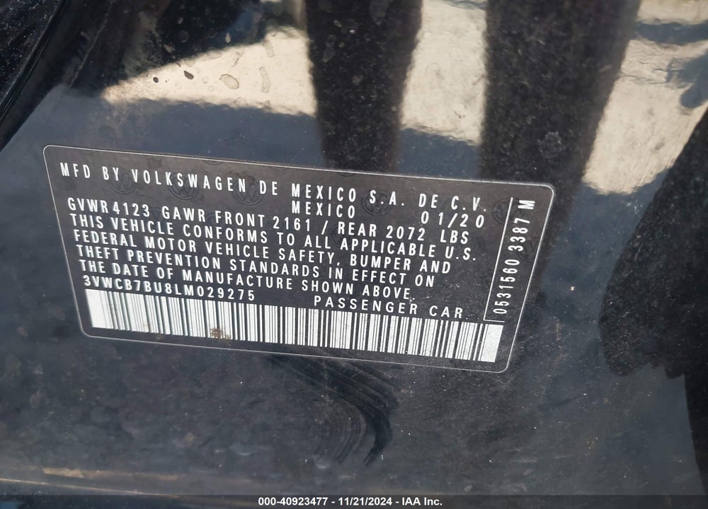 2020 VOLKSWAGEN JETTA VIN: 3VWCB7BU8LM029275