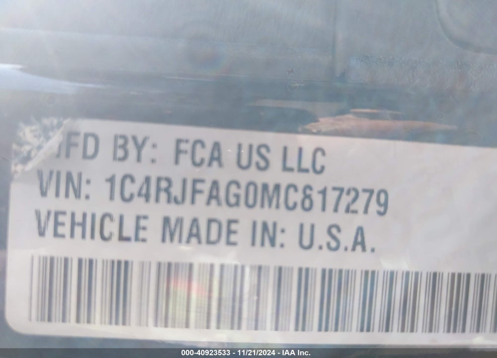 2021 JEEP GRAND CHEROKEE LAREDO E 4X4 VIN: 1C4RJFAG0MC817279