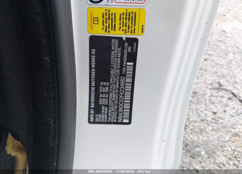 2015 BMW 428I VIN: WBA3N3C52FK234982