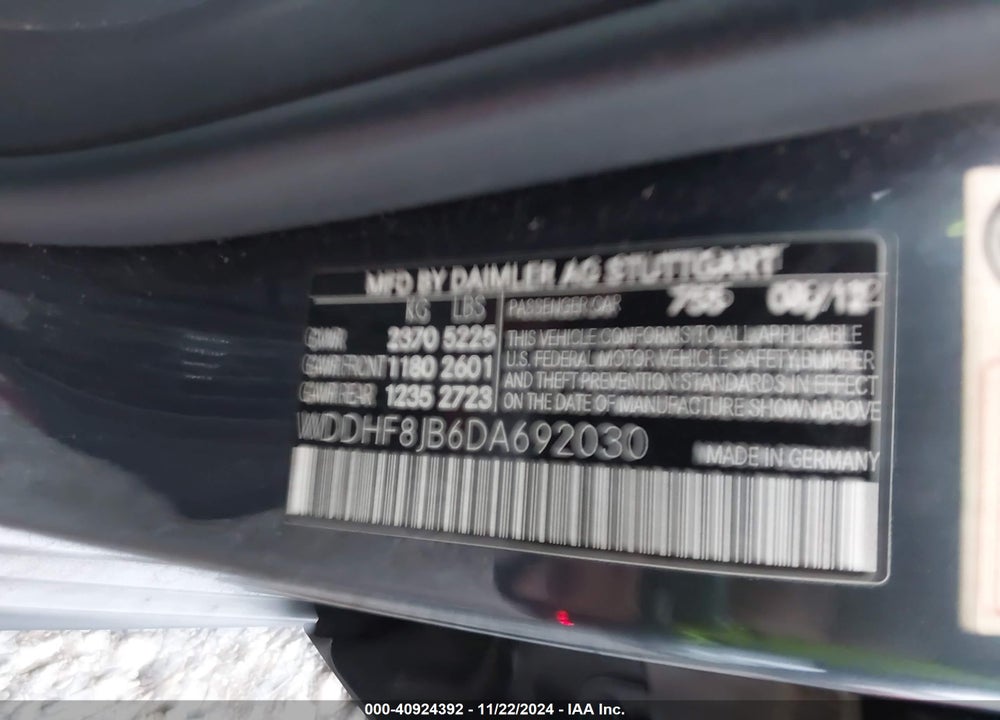 2013 MERCEDES-BENZ E 350 4MATIC VIN: WDDHF8JB6DA692030