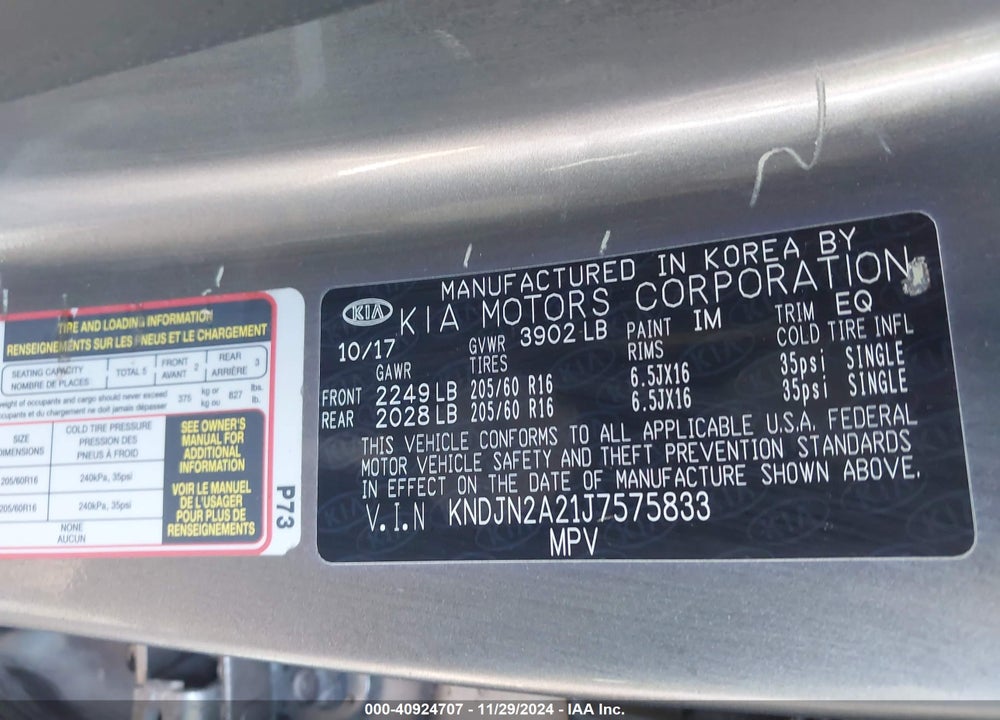 2018 KIA SOUL VIN: KNDJN2A21J7575833