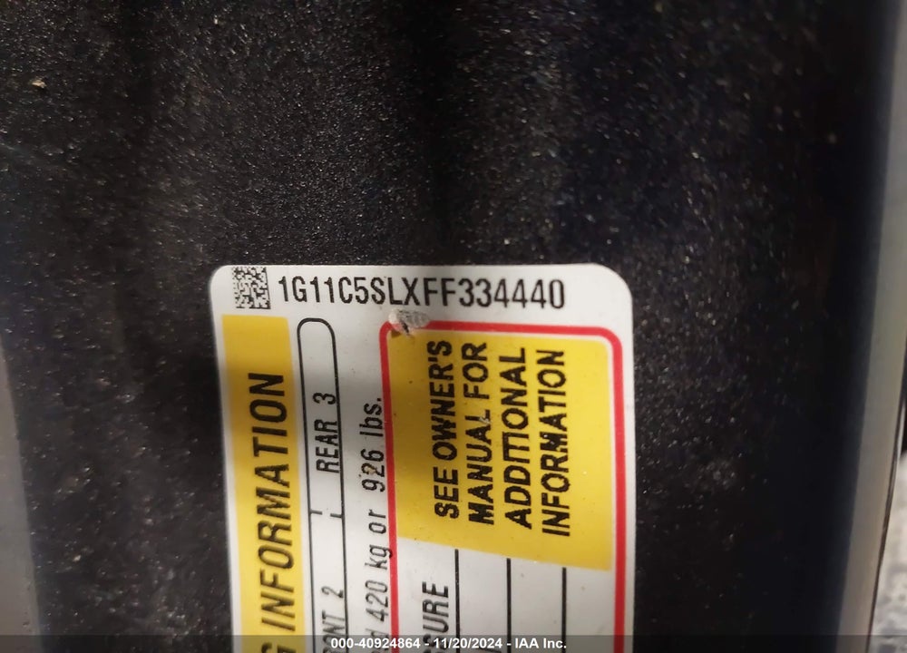 2015 CHEVROLET MALIBU VIN: 1G11C5SLXFF334440