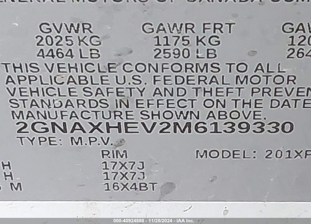 2021 CHEVROLET EQUINOX FWD LS VIN: 2GNAXHEV2M6139330