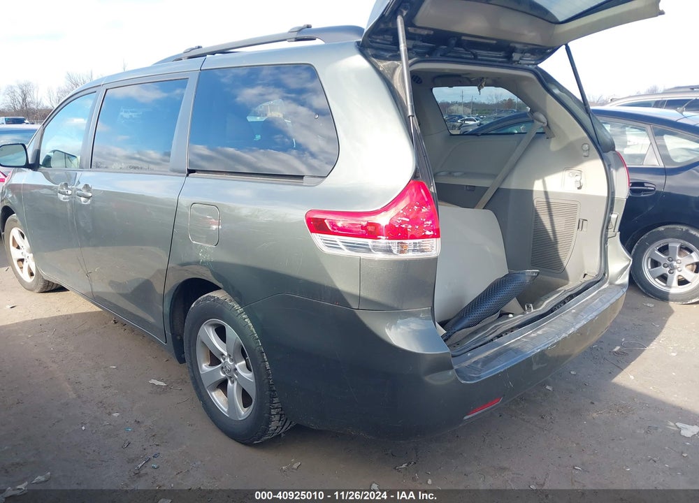 2012 TOYOTA SIENNA LE V6 8 PASSENGER VIN: 5TDKK3DC9CS278809