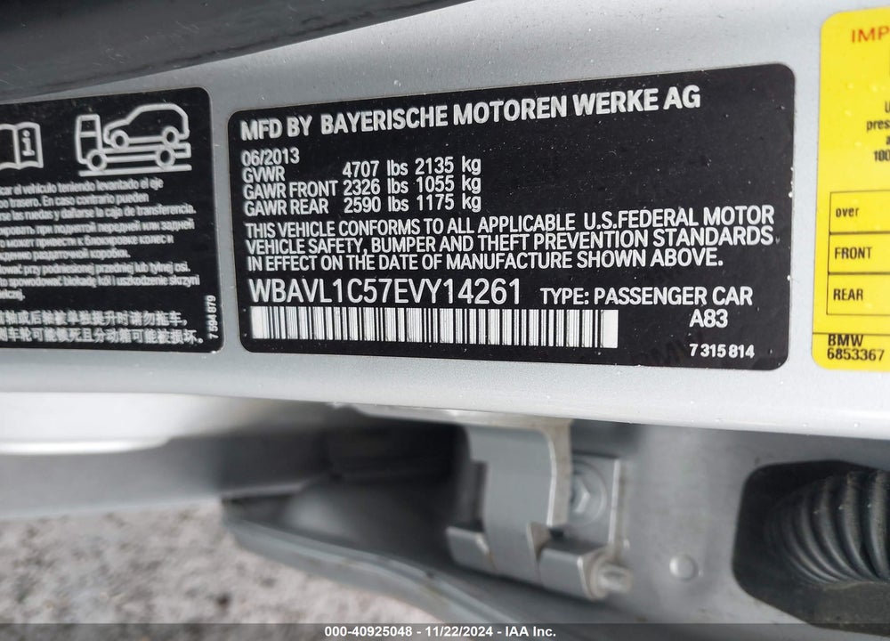 2014 BMW X1 XDRIVE28I VIN: WBAVL1C57EVY14261