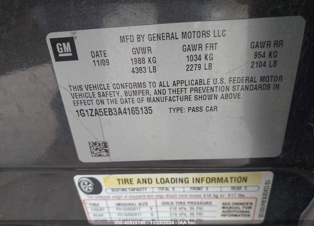 2010 CHEVROLET MALIBU LS VIN: 1G1ZA5EB3A4165135