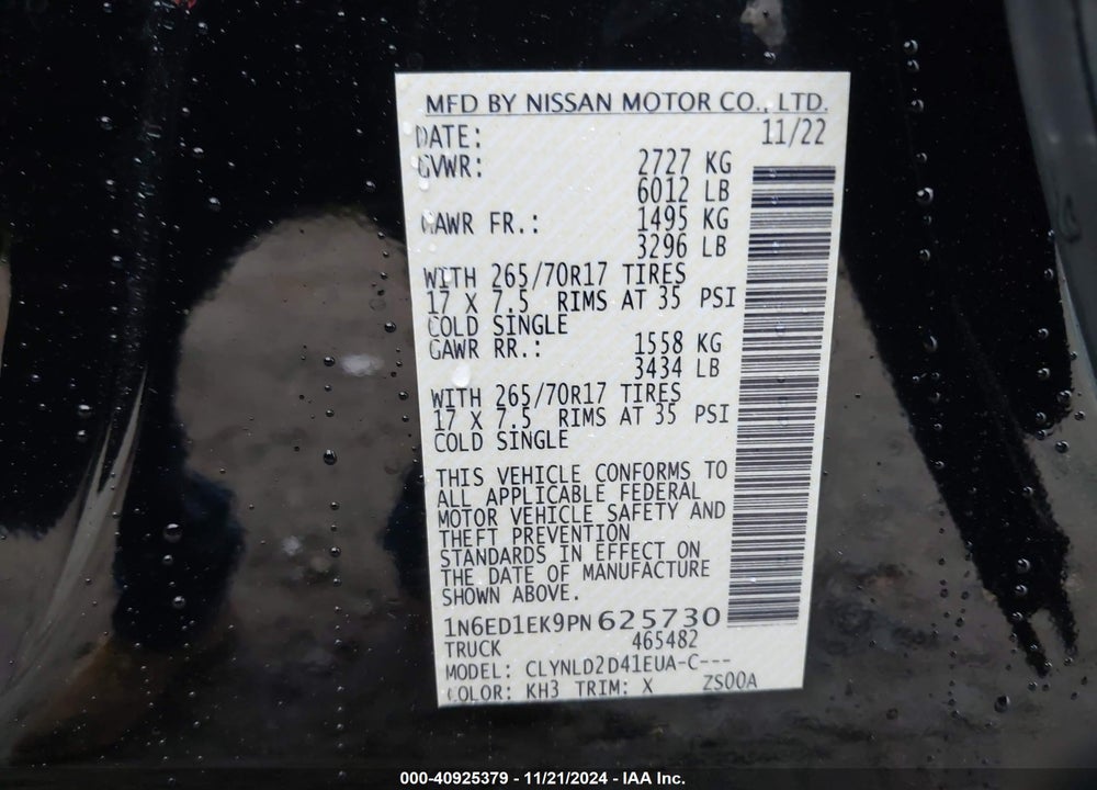 2023 NISSAN FRONTIER PRO-4X 4X4 VIN: 1N6ED1EK9PN625730
