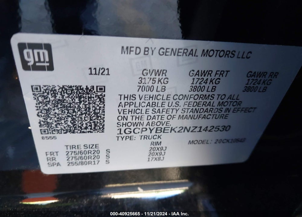 2022 CHEVROLET SILVERADO 1500 LTD 4WD SHORT BED CUSTOM VIN: 1GCPYBEK2NZ142530