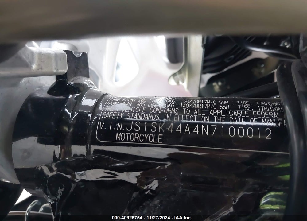 2022 SUZUKI DR-Z400 SM VIN: JS1SK44A4N7100012
