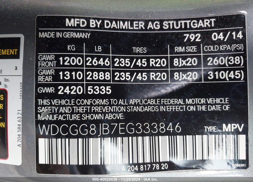 2014 MERCEDES-BENZ GLK 350 4MATIC VIN: WDCGG8JB7EG333846